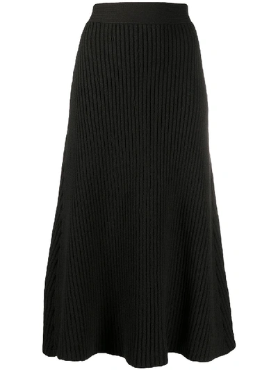 Bottega Veneta Ribbed-knit Midi Skirt In Black