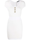 BALMAIN EMBOSSED-BUTTON KNITTED DRESS