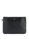 Jimmy Choo Derek Croco Print Clutch In Black In Black