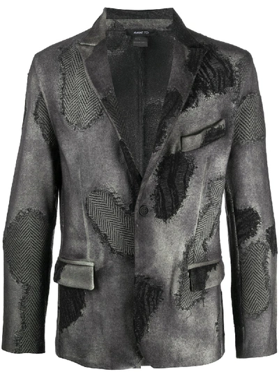 Avant Toi Distressed Patch Blazer Jacket In Grey