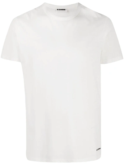 Jil Sander Cotton T-shirt With Logo Print On The Bottom In White