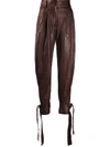 DOLCE & GABBANA TIE-UP LEATHER TROUSERS