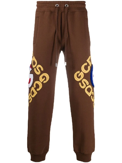 Gcds Graphic Logo Track Trousers In Brown