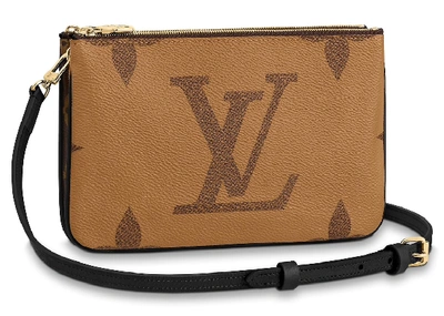 Pre-owned Louis Vuitton  Pochette Double Zip Monogram Giant Reverse Brown