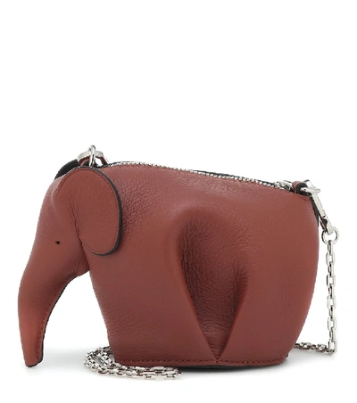 Loewe Elephant Nano Leather Clutch In Brown