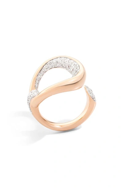 Pomellato 18k Rose Gold Fantina Diamond Statement Ring In White/rose Gold