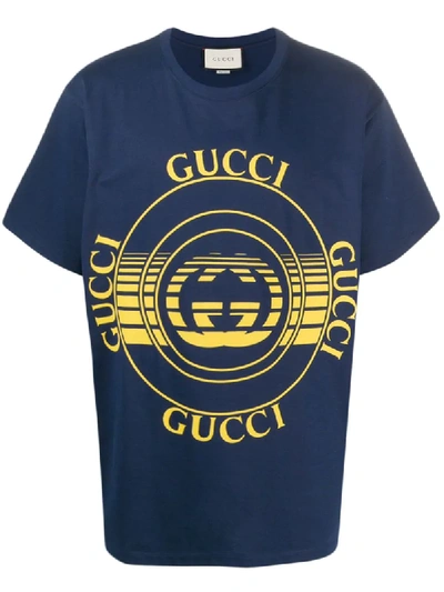 Gucci Logo Print T-shirt In Blue