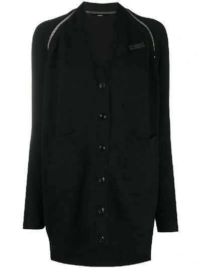 Diesel M-cleo Zipped Wool Blend Cardigan In Black