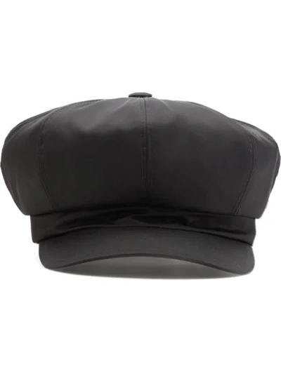 Prada Re-nylon Triangle Logo Newsboy Cap In Black