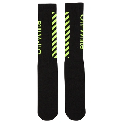 Pre-owned Off-white Diag Socks (ss19) Black/yellow
