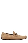 Ferragamo Men's Front 4 Suede Slip On Driver Moccasins - Regular In Dune