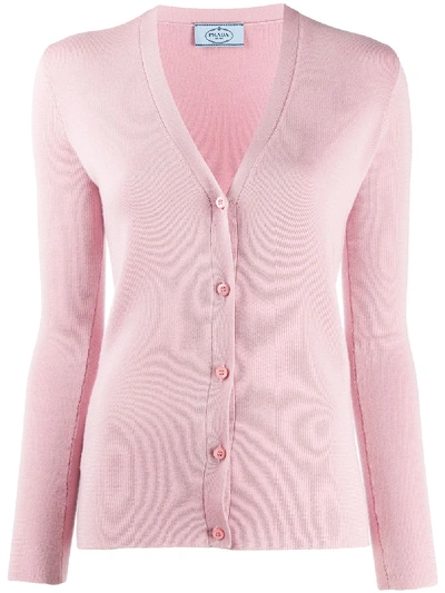Prada Slim-fit Cardigan In Rosa