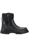 Moncler Rain Don't Care Paneled Leather And Shell Ankle Boots In Black