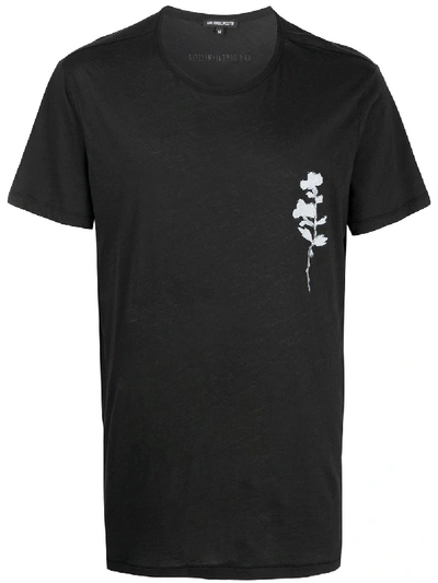 Ann Demeulemeester Poppy-print Cotton T-shirt In Black