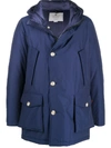 Woolrich Hooded Parka Coat In Blue