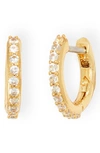 Kate Spade Extra-small Pave Huggie Hoop Earrings, 0.27" In White/gold