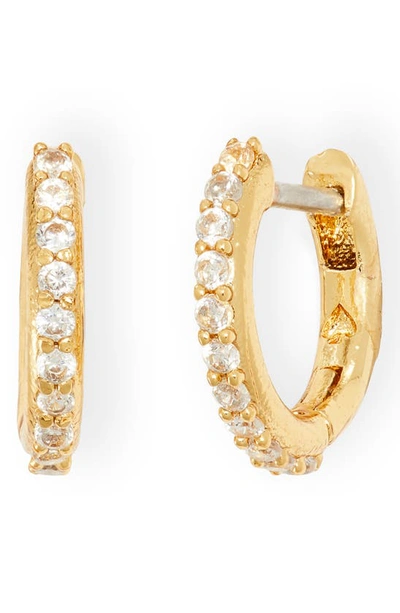 Kate Spade Extra-small Pave Huggie Hoop Earrings, 0.27" In Clear/ Gold