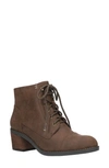 Bella Vita Sarina Womens Faux Suede Ankle Combat & Lace-up Boots In Brown Faux Leather