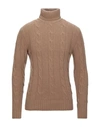 Grey Daniele Alessandrini Turtlenecks In Camel