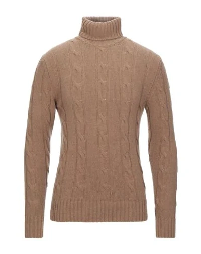 Grey Daniele Alessandrini Turtlenecks In Camel