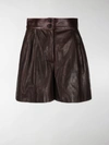 DOLCE & GABBANA PLEATED LEATHER SHORTS,15771133