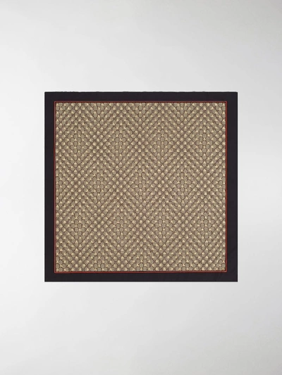 Gucci Silk Gg Shawl With Bee Motif In Brown