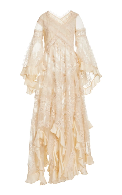 Zimmermann Charm Star Ruffled Silk Maxi Dress In White