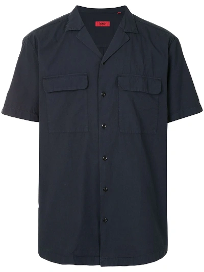 Hugo Short-sleeve Cotton Shirt In Blue