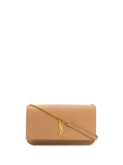 Saint Laurent Monogram Fold-over Purse In Brown