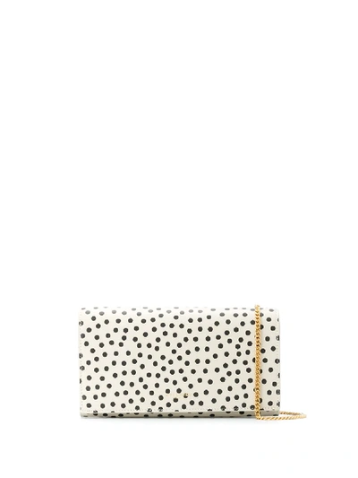 Saint Laurent Paris Polka Dot Wallet-on-chain In Neutrals