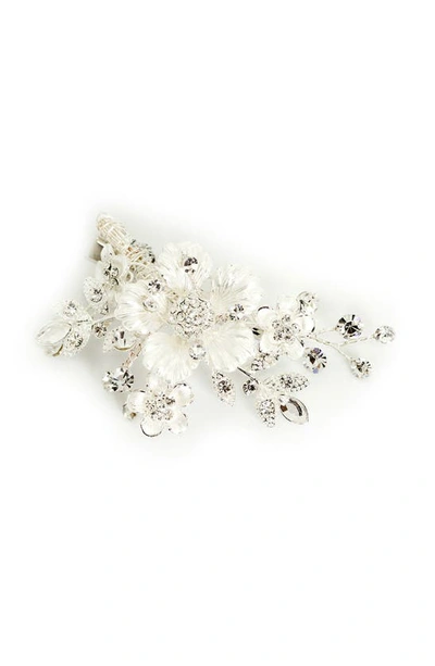 Brides And Hairpins Alessandra Floral Crystal Clip In Silver