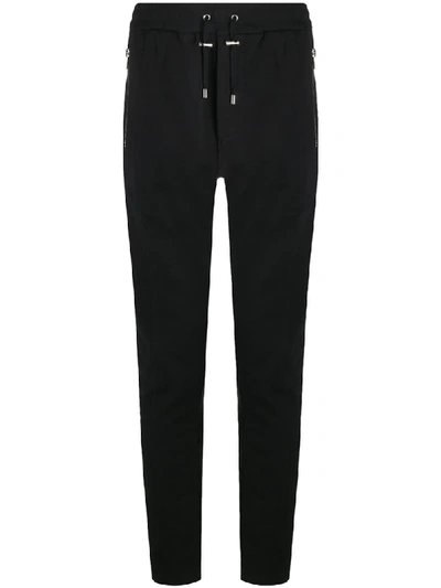 Balmain Zipped Cotton Casual Trousers In Black