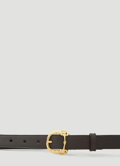 Gucci Thin Belt With Horsebit Buckle In Black