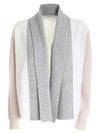 KANGRA CASHMERE COLOR BLOCK CARDIGAN IN NUDE GREY AND CREAM COLOR