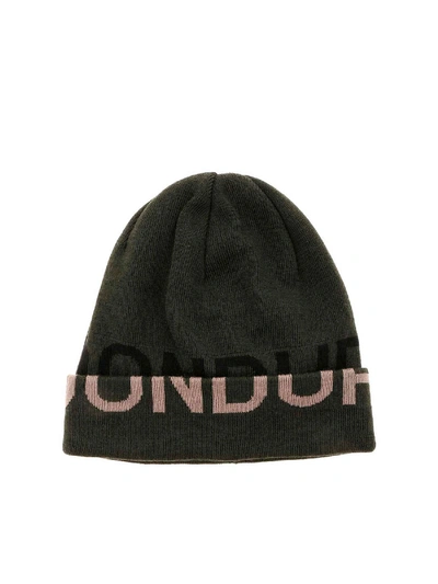 Dondup Black And Dove Grey Logo Beanie In Army Green