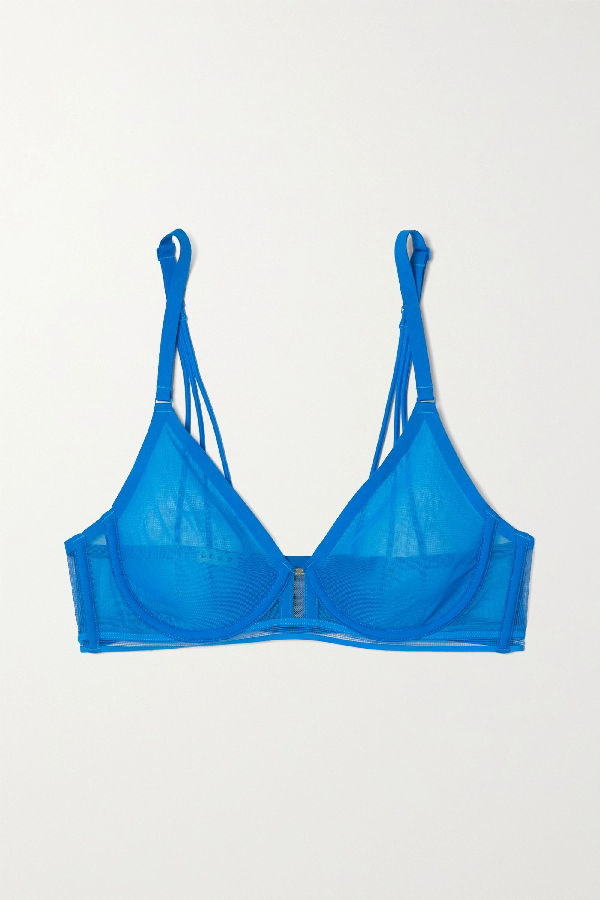 Livy Ader Tulle Underwired Soft-cup Bra In Blue | ModeSens