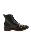 TOD'S TOD'S LOW BLACK ANKLE BOOTS FEATURING GOLDEN BUCKLES