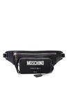 MOSCHINO SILVER ZIPS BUMBAG IN BLACK