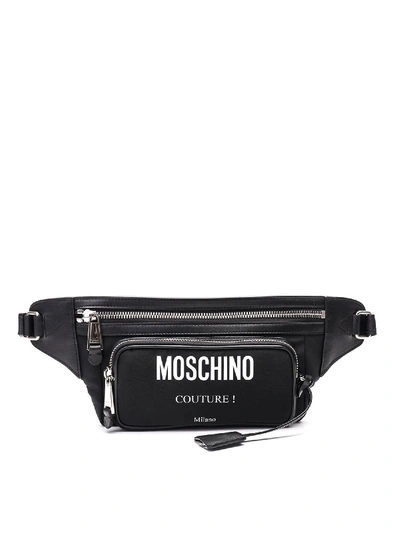 Moschino Silver Zips Bumbag In Black