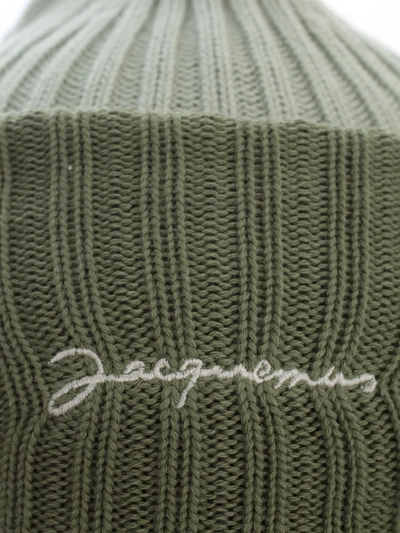 Jacquemus Le Bonnet Cotton Beanie Hat In Green