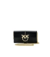 PINKO LOVE WALLET SIMPLY 2 C BLACK WALLET WITH CHAIN,11499749