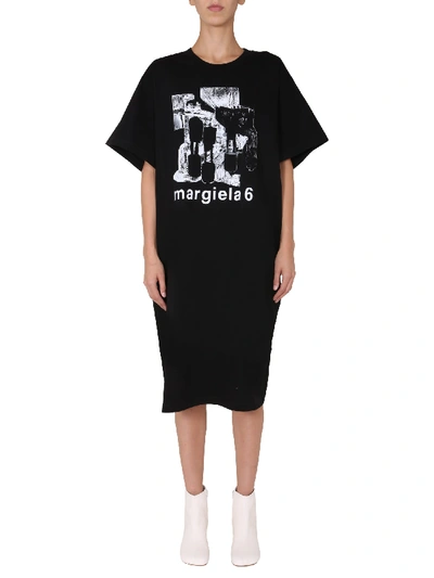 Mm6 Maison Margiela Round Neck Dress In Nero