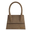 JACQUEMUS LE GRAND CHIQUITO BEIGE BAG IN CROCODILE PRINT SUEDE LEATHER