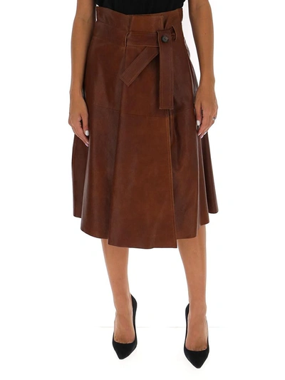 Chloé Flared Skirt With Belt In Brown