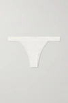 ID SARRIERI SATIN-TRIMMED EMBROIDERED TULLE AND STRETCH-MESH BRIEFS