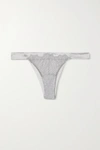 ID SARRIERI SATIN-TRIMMED EMBROIDERED TULLE AND STRETCH-MESH BRIEFS