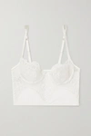 ID SARRIERI LASTING LOVE STRETCH JERSEY-TRIMMED EMBROIDERED TULLE UNDERWIRED BRA