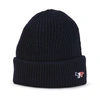 Maison Kitsuné Tricolour Fox-patch Ribbed-wool Beanie Hat In Navy