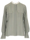 CHLOÉ CHLOÉ STRIPED MANDARIN COLLAR SHIRT