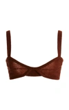Khaite Eda Knitted Cashmere Bralette In Brown